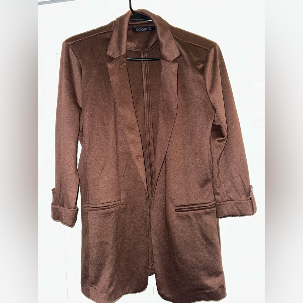 Brown Open Front Blazer